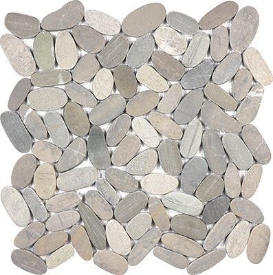 Spa Pebbles Flat Mosaic - 12" x 12" / Driftwood Tan