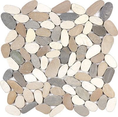 Spa Pebbles Flat Mosaic - 12" x 12" / Driftwood Tan - 4