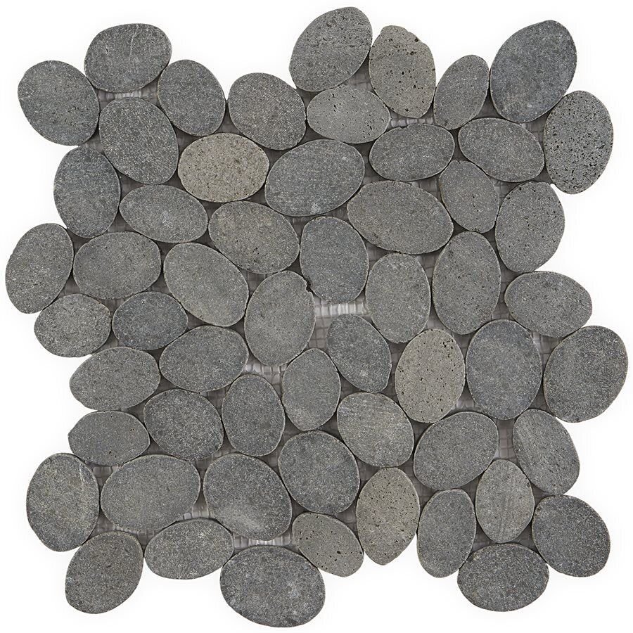 Pebblestone Sliced Round Tile - 11.81" x 11.81" / Alor Black - 7