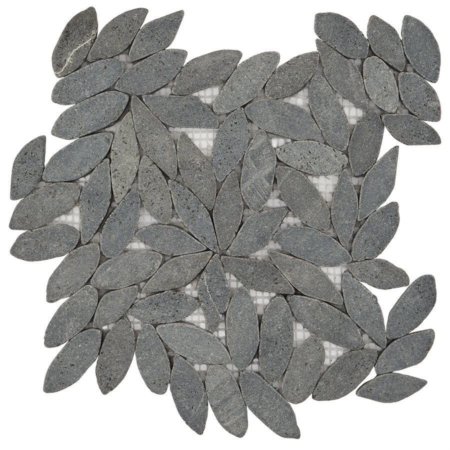 Pebblestone Flower Tile - 11.81" x 11.81" / Black Lava - 6