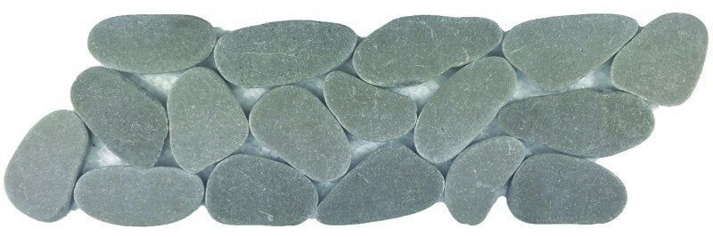 Reconstituted Pebble XL Stone Interlocking Mosaic Tile Border - 4" x 12" / Gray