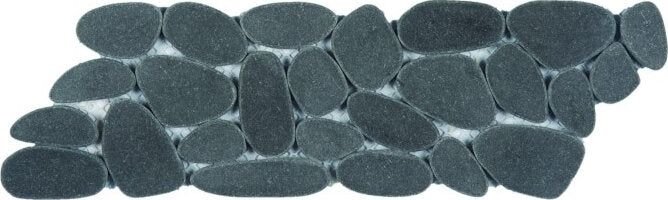 Reconstituted Pebble Sliced Interlocking Mosaic Tile - 4" x 12" / Black