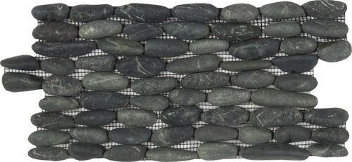 Pebble Stacked Matte Interlocking - 6" x 12" / Black