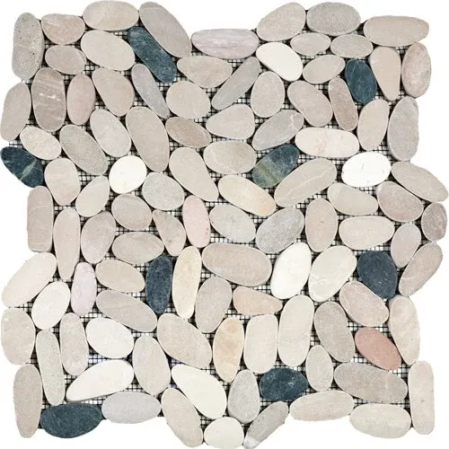 Pebble Sliced Matte Interlocking - 12" x 12" / Beige - 2