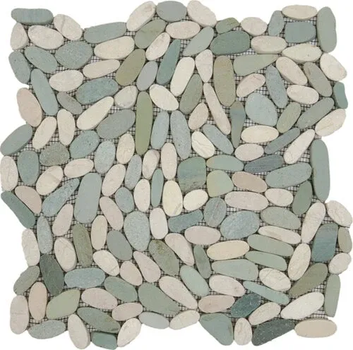 Pebble Sliced Matte Interlocking - 12" x 12" / Beige - 3