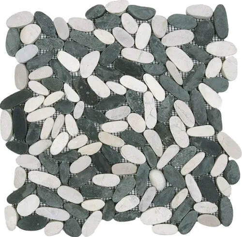 Pebble Sliced Matte Interlocking - 12" x 12" / Beige - 4