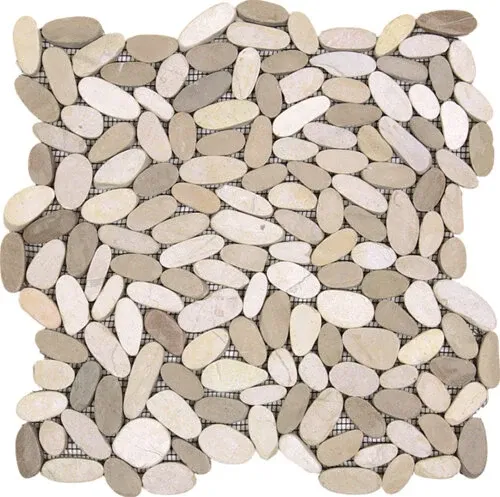 Pebble Sliced Matte Interlocking - 12" x 12" / Beige - 5