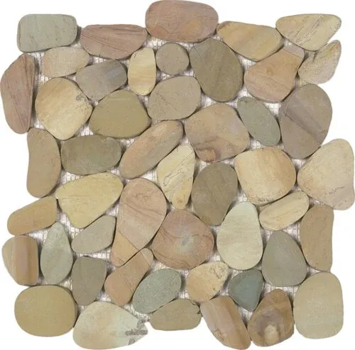Pebble Sliced Matte Interlocking - 12" x 12" / Beige - 6