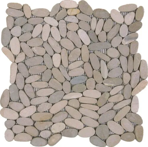 Pebble Sliced Matte Interlocking - 12" x 12" / Beige - 9